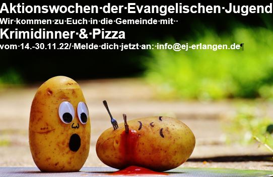 Werbung für Krimidinner mit einem Kartoffelmord